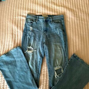 Boot cut high waisted jeans